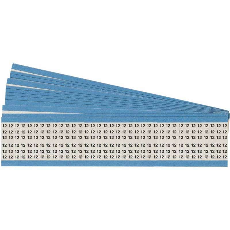 Numerical Legend Acetate Wire Marking Cards, B-12 Matte White, 25/PK
