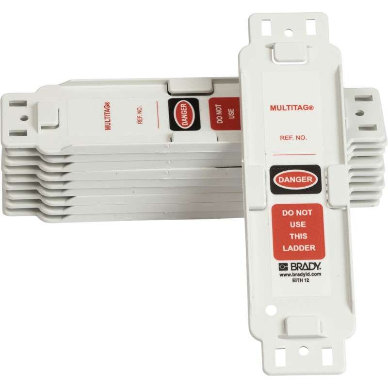 LadderTAGTag Holder, Black, Red on White, 8.25"H x 2.25"W, 10 per Box