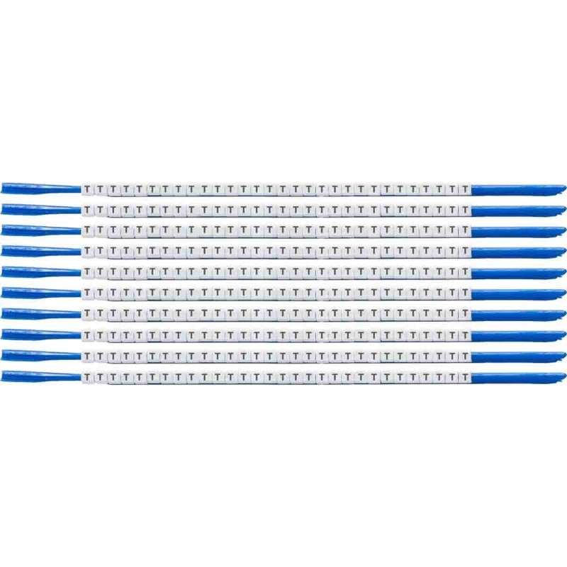 ClipSleeve Wire Markers Size 07, Text Legend T, 18 AWG, Black on White, 300 Pieces per Package