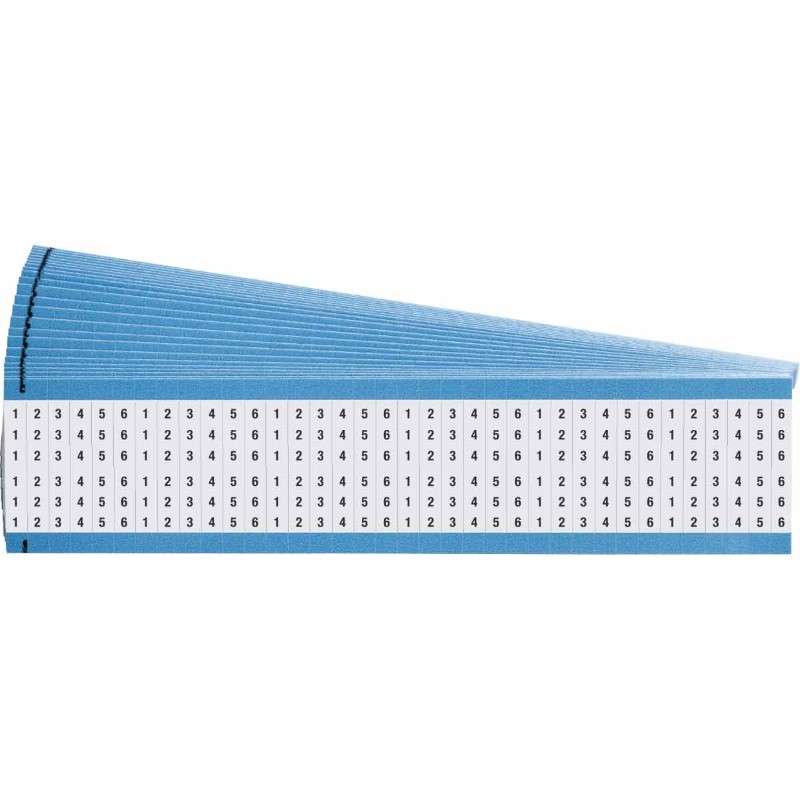 Consecutive Numbers Repeated Wire Markers, #1-6, Black/White, 25 Cards per Package