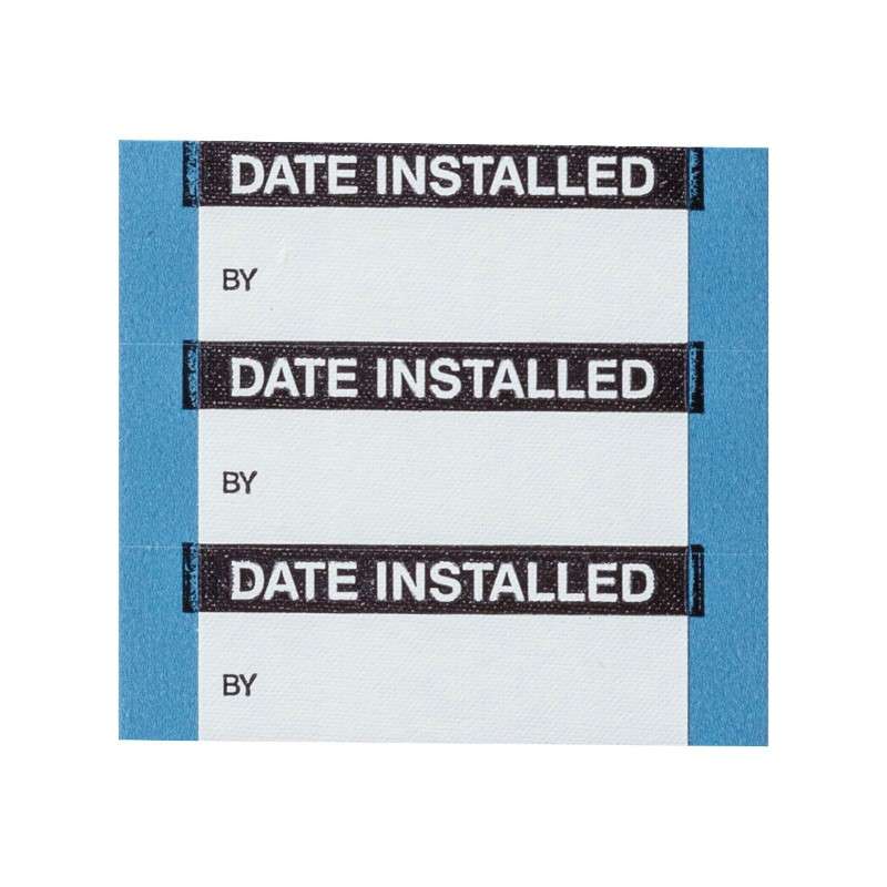 Date Installed Cloth Write-On Labels, Black on White, 0.625 x 1.5", 25 Cards per Package