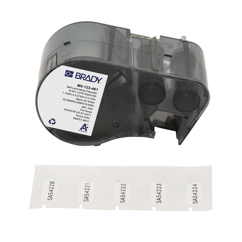 Self-Laminating Cryogenic Polyester Labels 0.375"H x 1.125"W BK/WT/CL RL/360