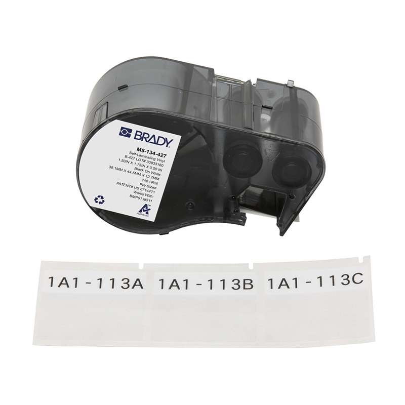 Self-Laminating Vinyl Wrap Around Labels 1.5"H x 1.75"W BK/WT/CL RL/140