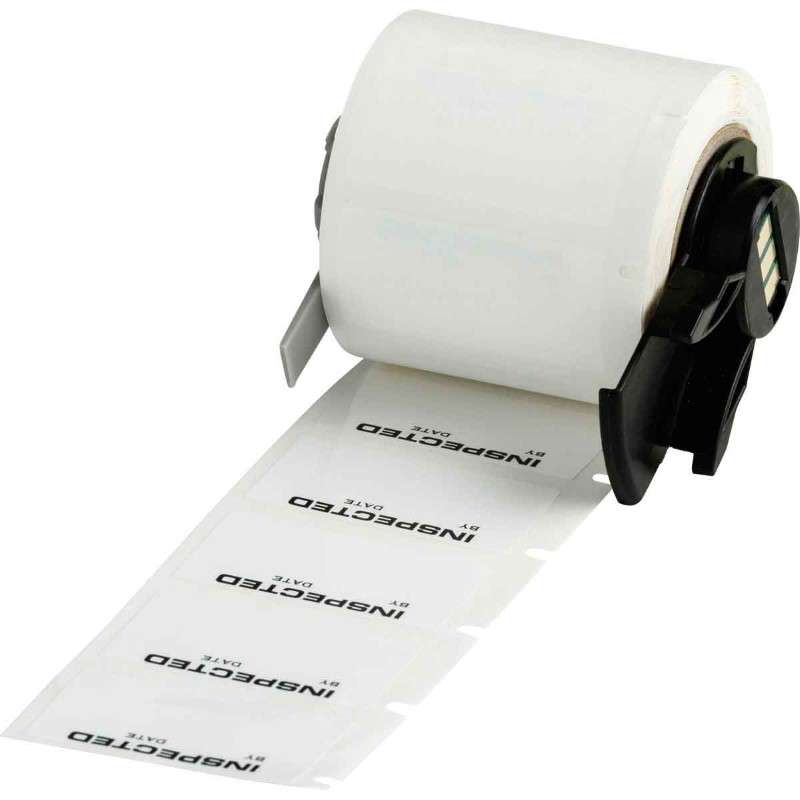Harsh Environment Multi-Purpose Polyester INSPECTED BYLbls 0.75 in H x 1.5 in W BK/WT RL/250