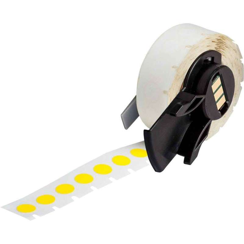 Aggressive Adhesive Multi-Purpose Nylon Labels 0.375 in Dia Yellow RL/500