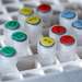 Color Polyester Laboratory Laboratory Labels with Vial Top for M6 M7 Printers - Blue, White