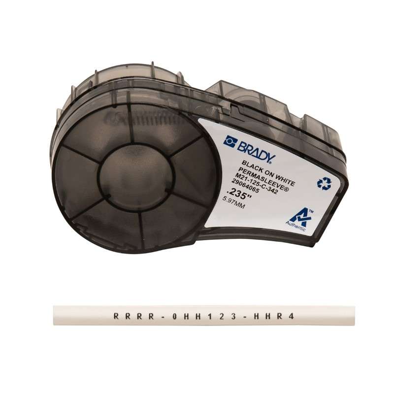 Cable/Wire Labels, Heat Shrink, w/Ribbon, For M21, 1/8" Dia, White, 0.125"