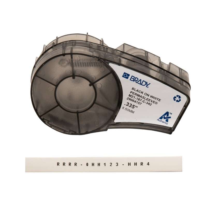 Cable/Wire Labels, Heat Shrink, with Ribbon, For M21 3/16" Dia, Black on White, Cartridge of 7 Feet