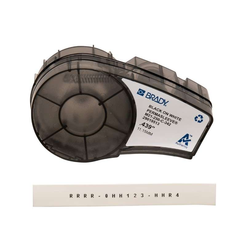 Cable/Wire Labels, Heat Shrink, with Ribbon, For M21, 1/4" Dia, Black on White