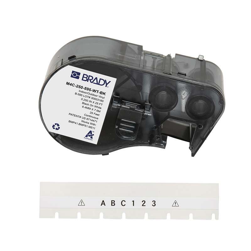 All-Weather Vinyl Labels 0.25 in W x 25ft Black on White