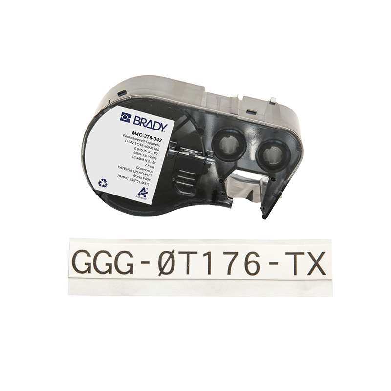 PermaSleeve® Heat-Shrink Labels Polyolefin 0.375 in Dia Black on White