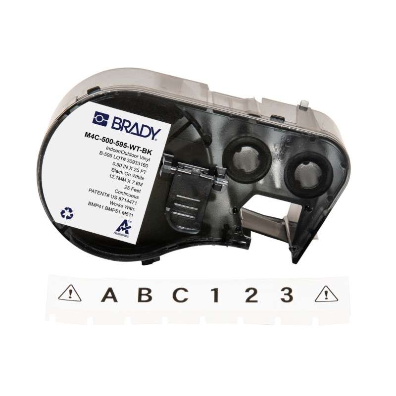 Vinyl Label Tape, All Weather, for M4 M5 Printers, 0.5 in x 25 Feet, Cartridge of 25 Feet