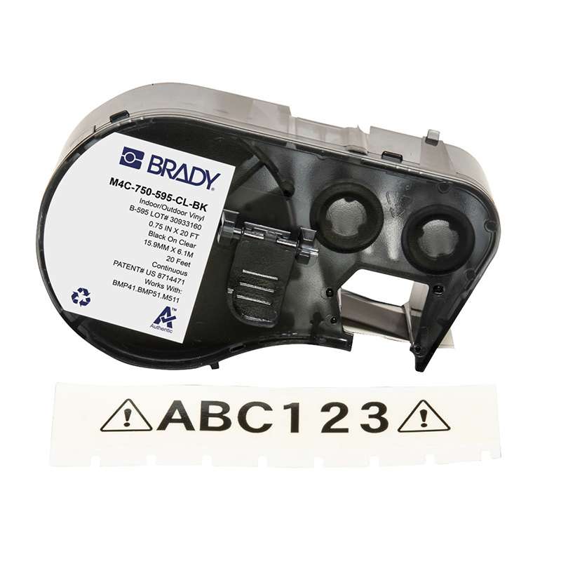 All-Weather Vinyl Labels 0.75 in W x 20ft Black on Clear