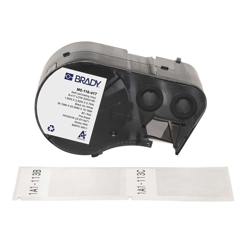 Aggressive Adhesive Self-Laminating Vinyl Wrap Around Lbl 2.5x1.5 BK/WT/CL RL/80