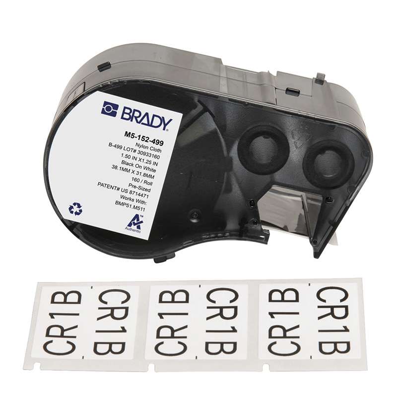 Aggressive Adhesive Multi-Purpose Nylon Label 0.375 x 1 x 0.375"Dia BK/WT RL/240