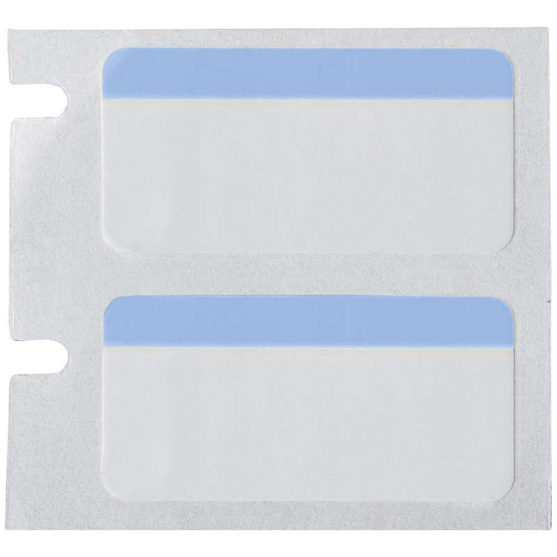 Color Polyester Labels 0.5 in H x 1 in W Black on Blue, White RL/180