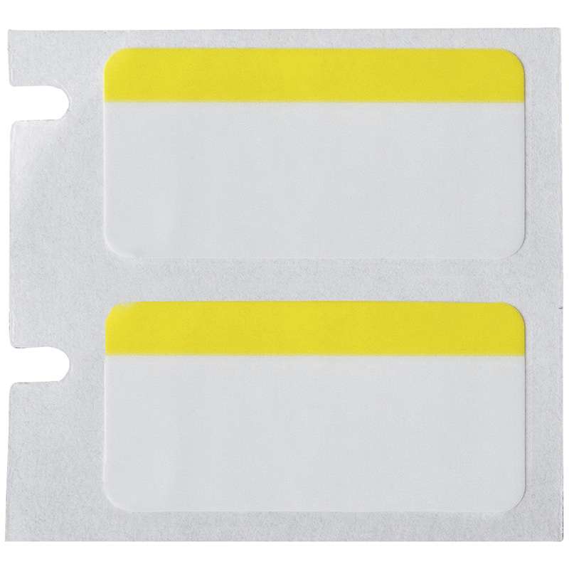 Color Polyester Labels 0.5 in H x 1 in W Black on White, Yellow RL/180