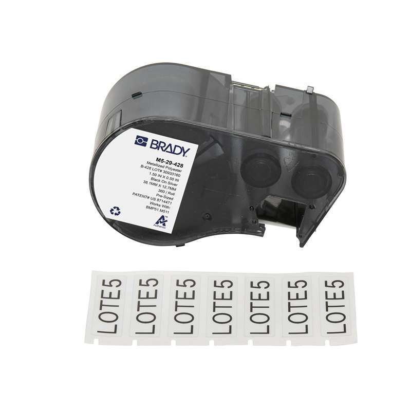 Metallized Matte Gray Polyester Labels 0.5"H x 1.5"W Black on Light Gray RL/360