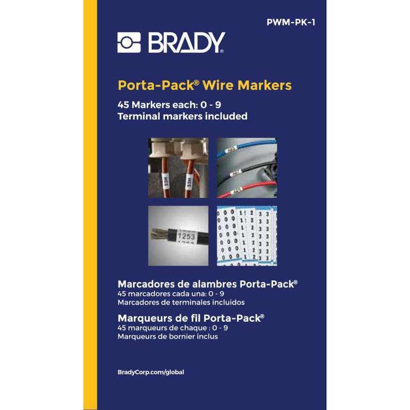 Porta-Pack Wire Markers, 0 to 9 Text Legend, Black on White, 1.56" x 0.22", 10 Sheets per Pack