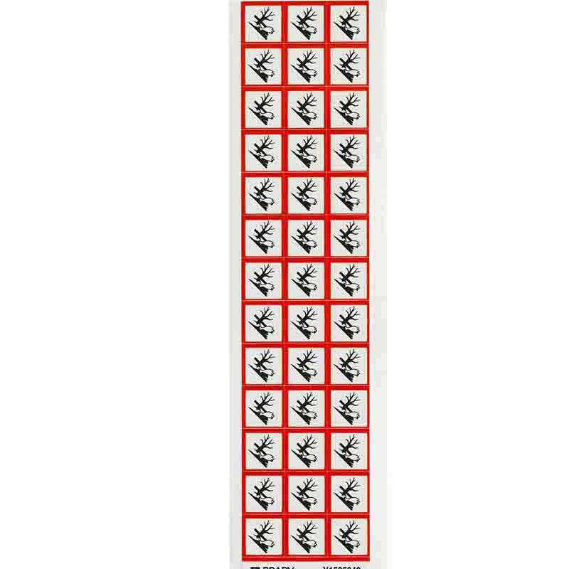 Environmental Hazard Symbol GHS Labels, B7569, 0.625" H x 0.625" W x 0.004" D 39 per Card