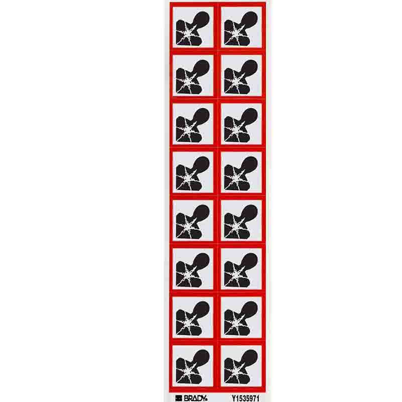 GHS Health Danger Pictogram Labels, Paper, B235, Black/Red on White, 1" H x 1" W 16 per Card