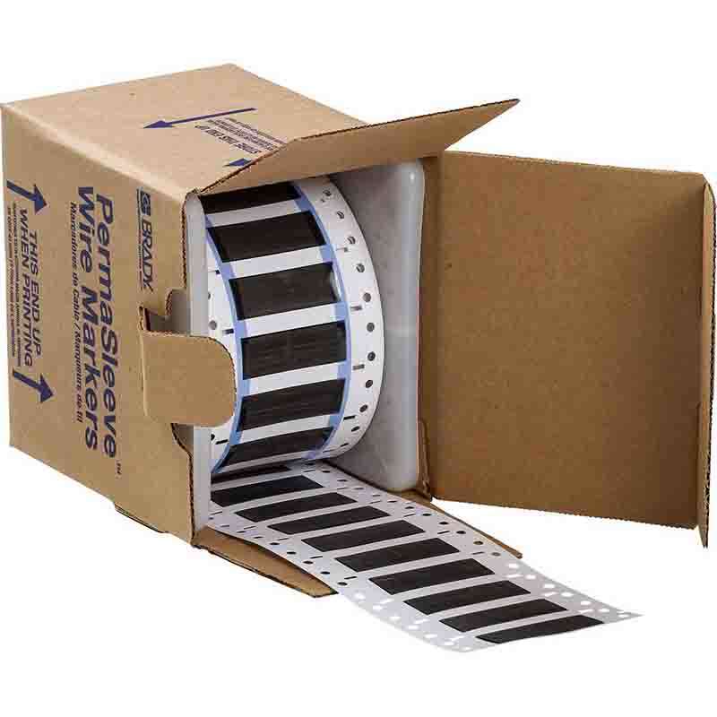 High Temp PermaSleeve PVDF Wire Marking Sleeves, 0.375" Dia x 1" W, Black, 500 per Roll