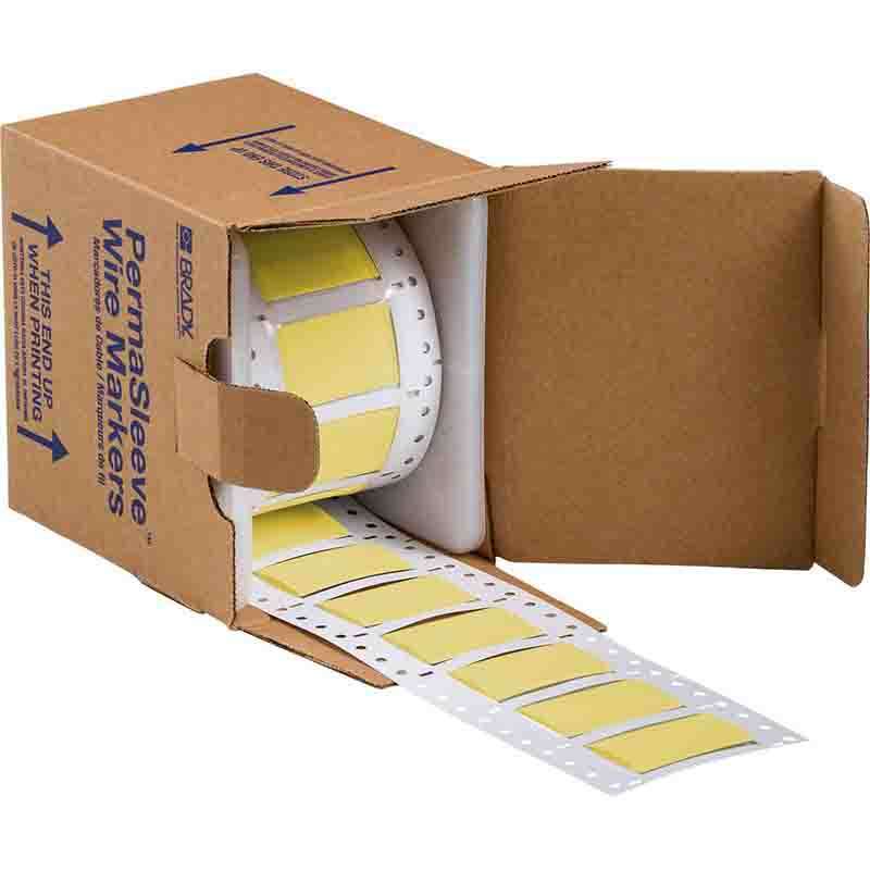 High Temp PermaSleeve PVDF Wire Marking Sleeves, 0.75" Dia x 1" W, Yellow, 200 per Roll