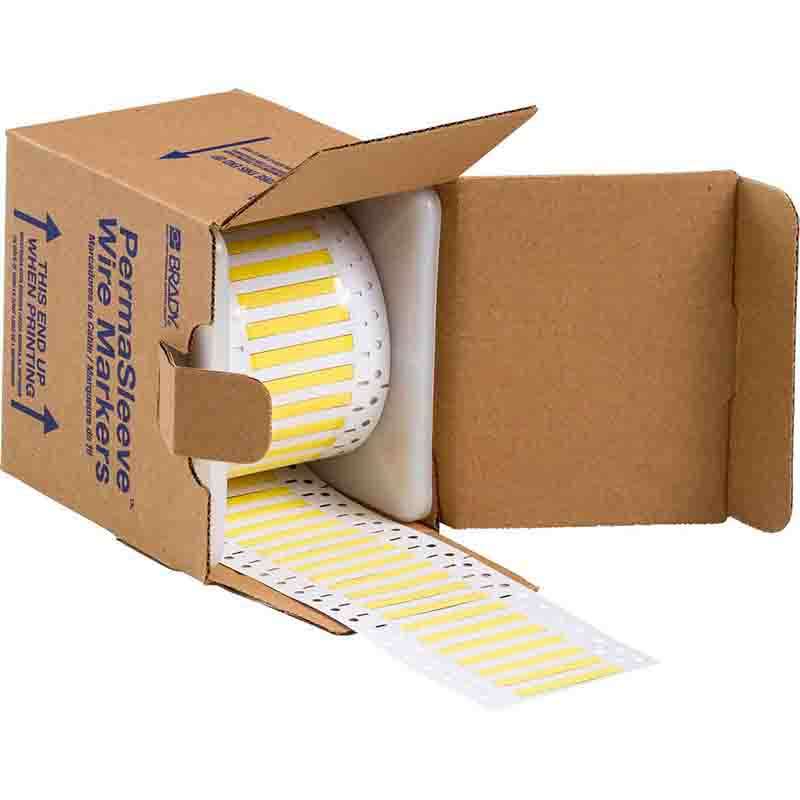 Low Smoke Zero Halogen Double Sided PermaSleeve Heat Shrink Tubing, 0.125" Dia x 2" W, Yellow, 0.235 in H, 500 per Roll