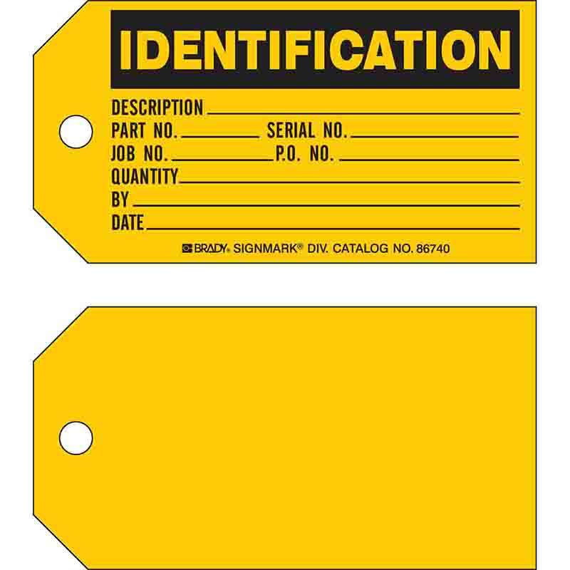 IDENTIFICATION Paper Tag, Inventory, 3 x 5.75 Black on Yellow, 100 per Pack