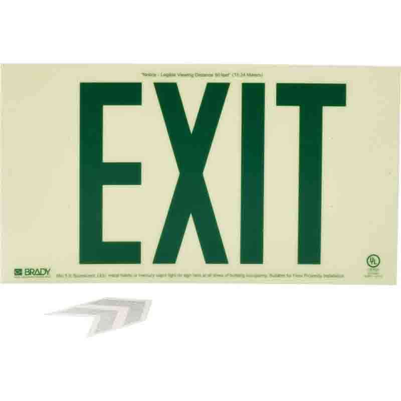 Glo Exit Sign, 8.5" H x 15" W x 0.063" D, Green on Glow, B374