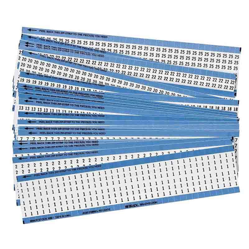 Combination Pack Wire Markers Repositionable Vinyl Cloth, 1 to 25, 25 Cards per Pack