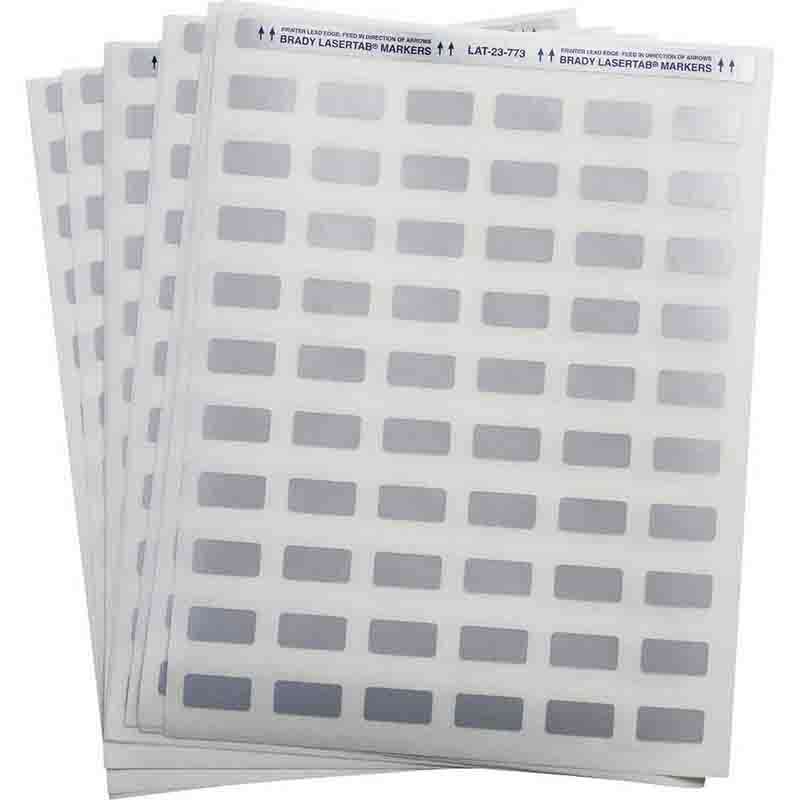 LaserTab Metallized Polyester Label, 0.5 in H x 1 in W Silver, 42 Sheets per Pack