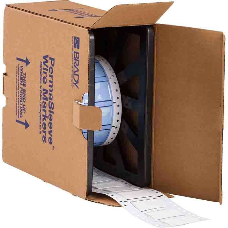 PermaSleeve Heat Shrink Wire and Cable Labels 3/4" Dia for 3" Core Printers, 2" White, Single-Sided, 250 per Roll
