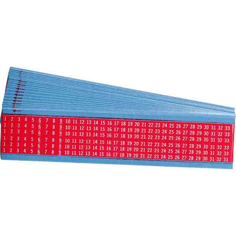 Consecutive Numbers Wire Markers, Vinyl Cloth, 1 to 33, White on Red, 25 per Pack