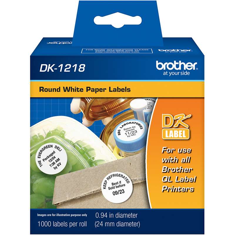 Die-Cut Round Paper Labels, .94in Diameter, 1,000 Labels per Roll