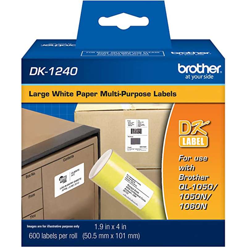 Die-Cut Multipurpose Label, White, 4 x 2in, 600 Labels per Roll