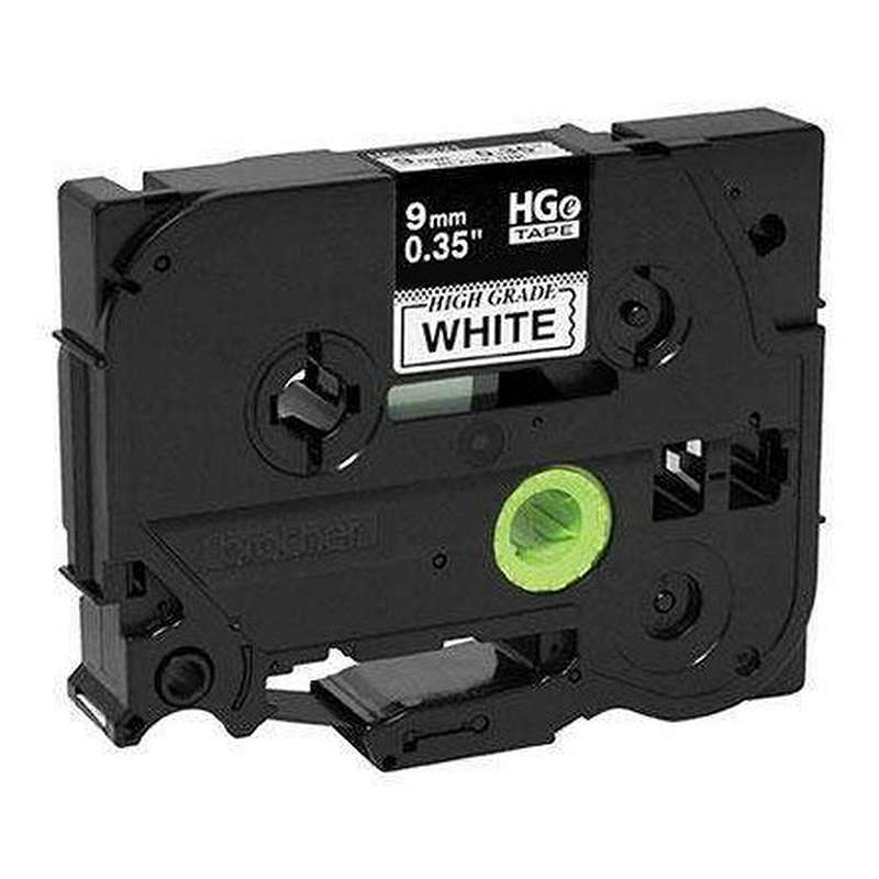 HGe Tape, White, Black Ink with Standard Adhesive, 0.35in x 26.2ft, 5 per Pack