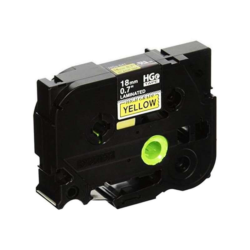 HGe Tape, Yellow, Black Ink with Standard Adhesive, 0.7in x 26.2ft, 5 per Pack