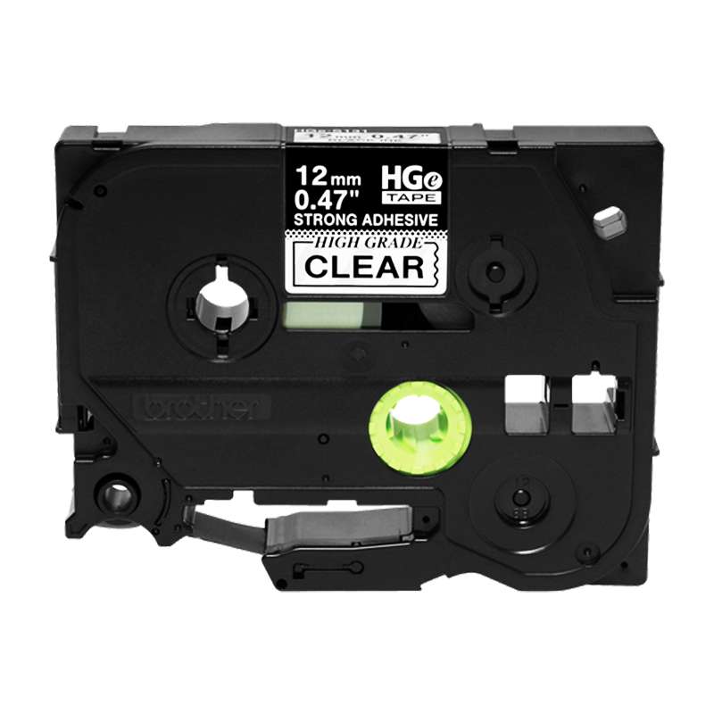 HGe Tape, Clear, Black Ink with Extra Strength Adhesive, 0.47in x 26.2ft, 5 per Pack