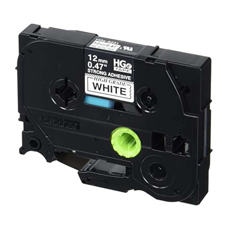 HGe Tape, White, Black Ink with Extra Strength Adhesive, .47in x 26.2ft, 5 per Pack