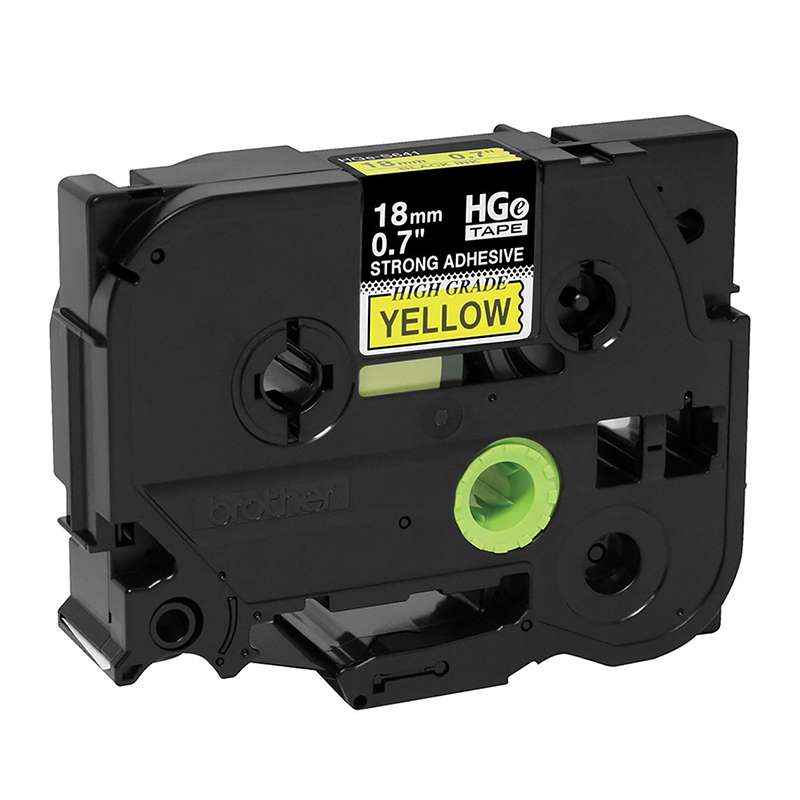 HGe Tape, Yellow, Black Ink with Extra Strength Adhesive, 0.7in x 26.2ft, 5 per Pack