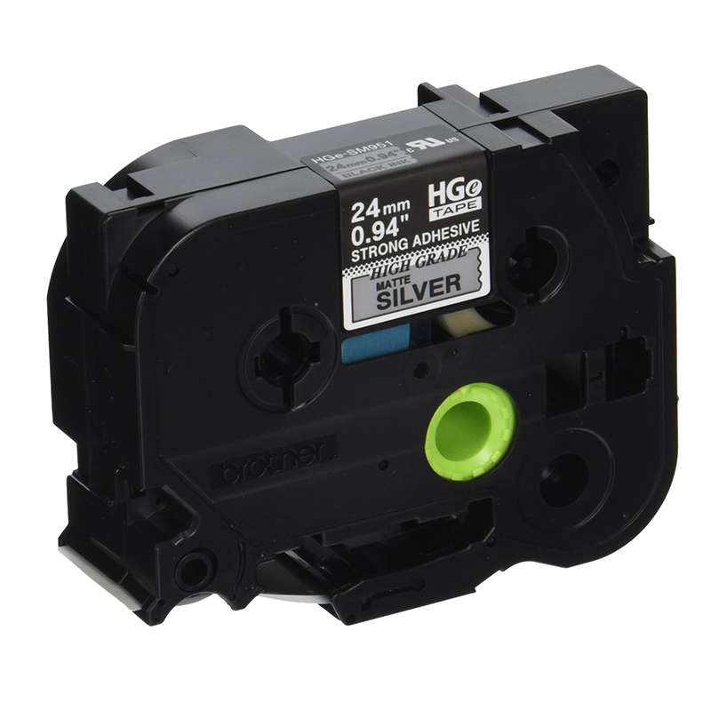 HGe Tape, Matte Silver, Black Ink with Extra Strength Adhesive, 0.94in x 26.2ft, 5 per Pack