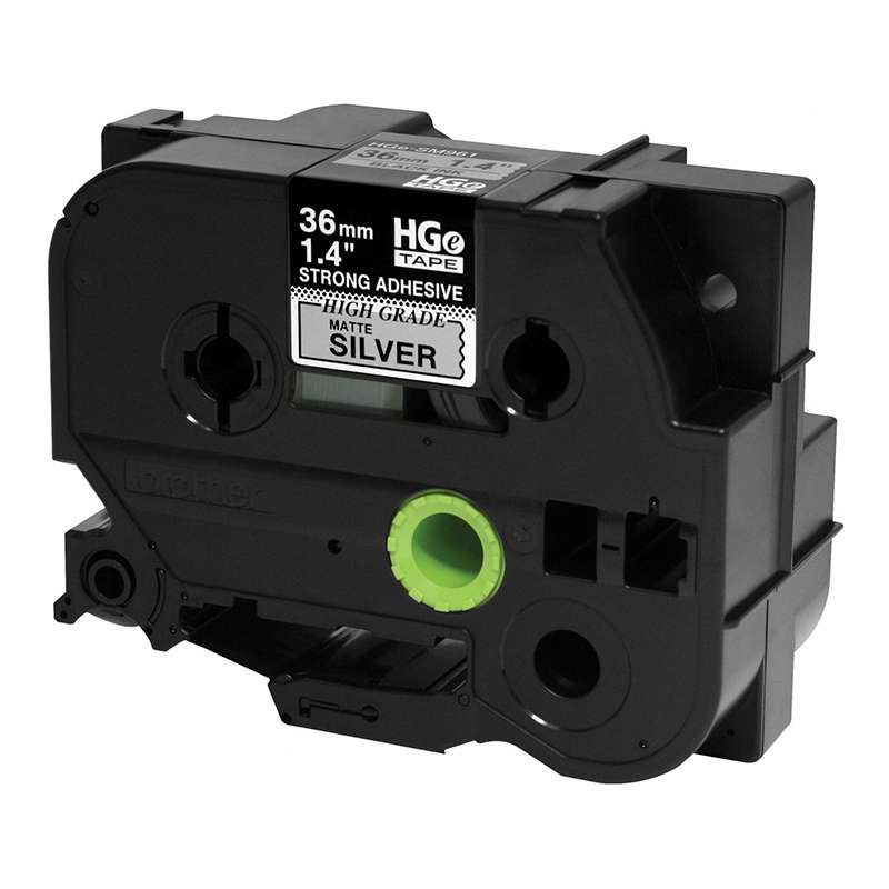 HGe Tape, Matte Silver, Black Ink with Extra Strength Adhesive, 1.4in x 26.2ft, 5 per Pack