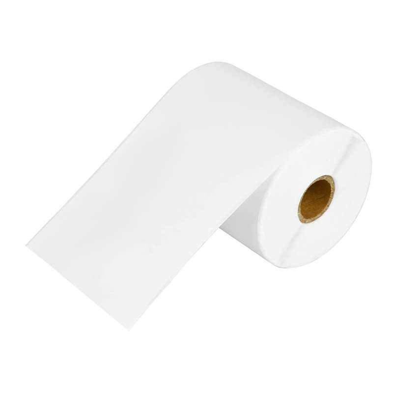 DT Continuous Supreme Paper Label, 4in x 145.01ft Roll, 4in OD/1in Core, 12 Rolls per Case