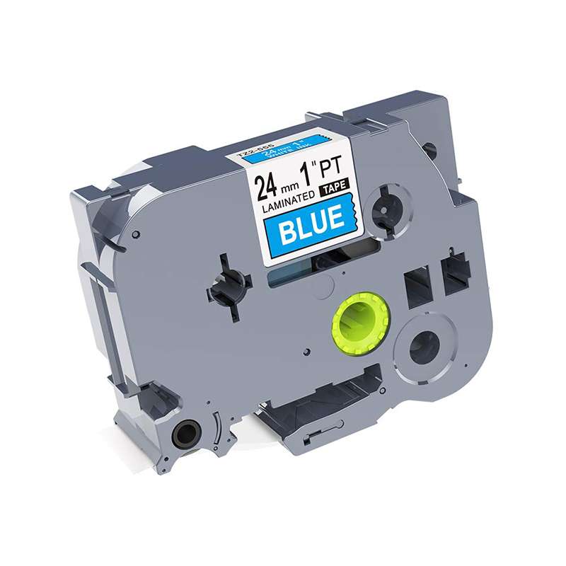 TZe Laminated Label Tape, White on Blue, 0.94in x 26.2ft, for Use with P-Touch Label Makers