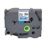 Tze Flexible ID Laminated Label Tape, Black on Blue, 0.94in x 26.2ft redirect to product page