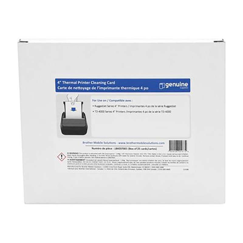 4" x 6" Cleaning Card for RJ4, TD4 & TJ4 Series Printers, 25 Cards per Carton