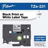 1/2in x 26.2ft (12mm x 8m) Black on White Standard Adhesive Laminated Tape redirect to product page