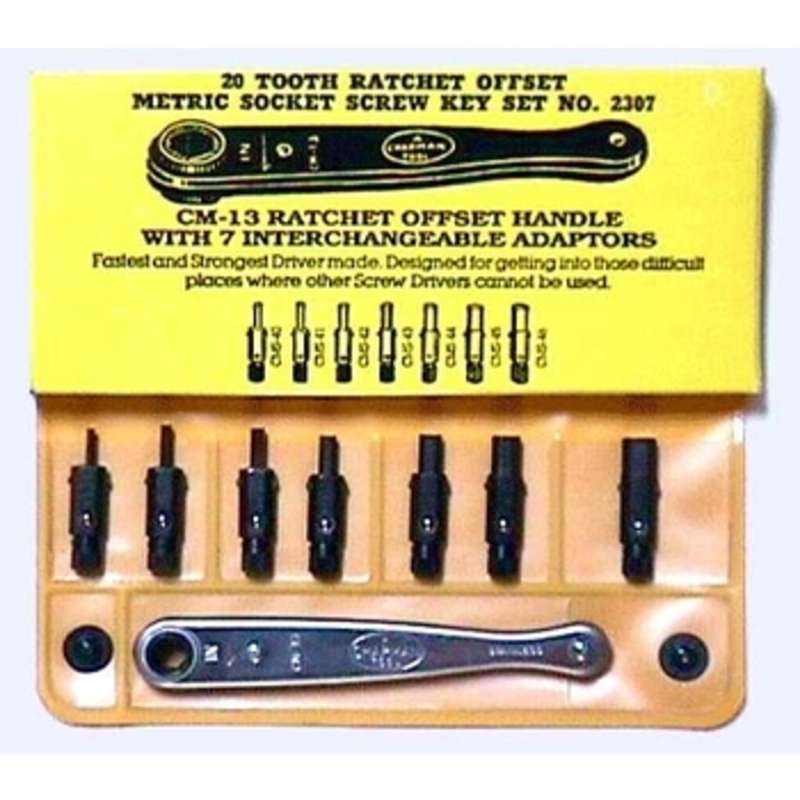 Ratchet Kit with 7 Metric Hex Bit Adapters