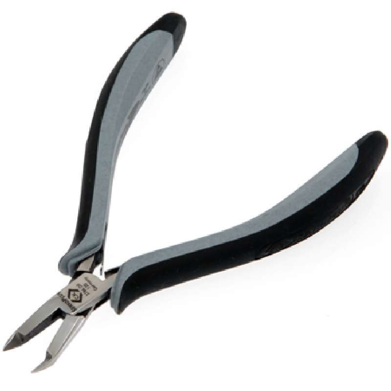 ESD-Safe Slim Oblique Head Full Flush Cutters with Cushion Grip Handles, 5-1/4" Long